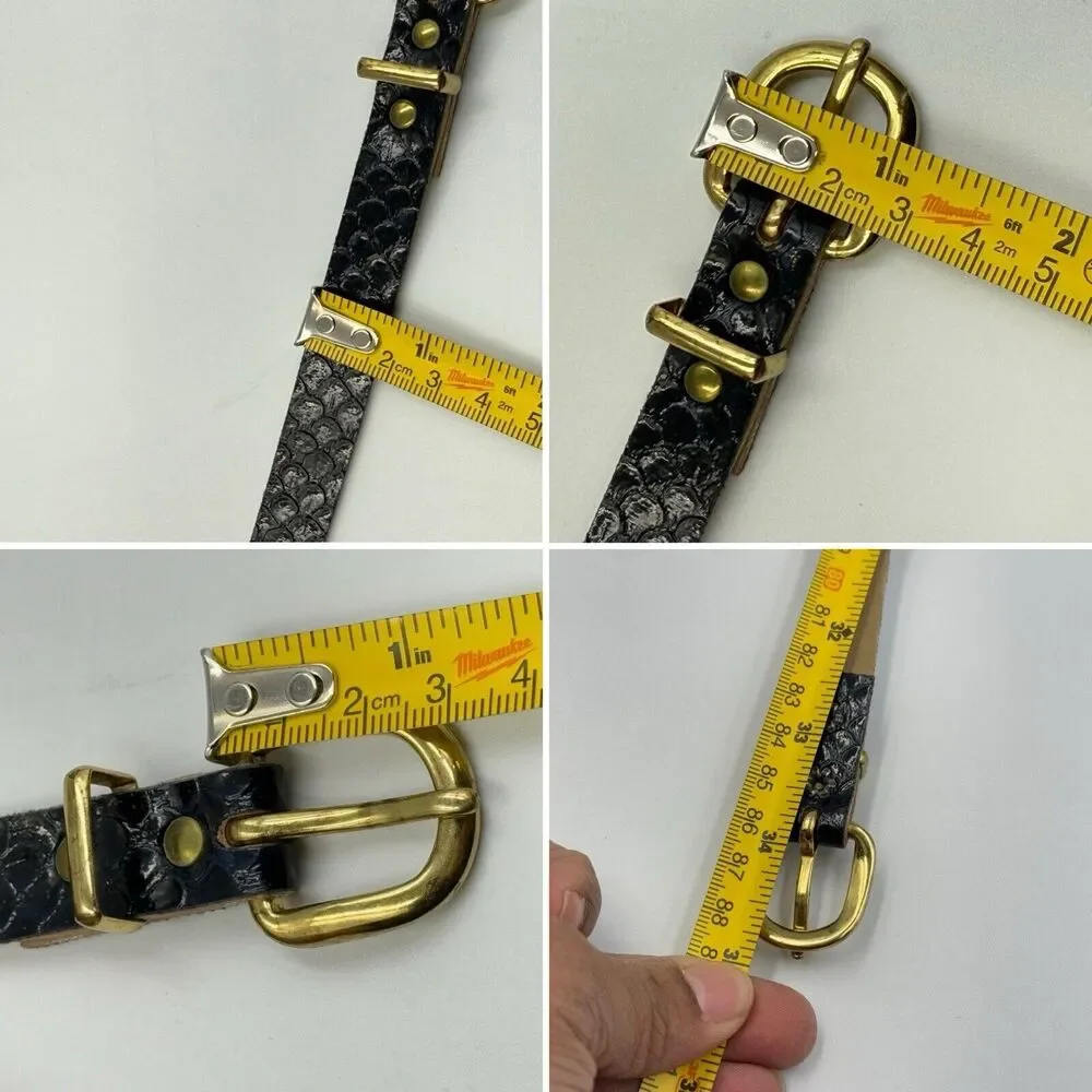Women Gold Buckle Snakeskin Pattern Dress Belt Slim Wide Size 12